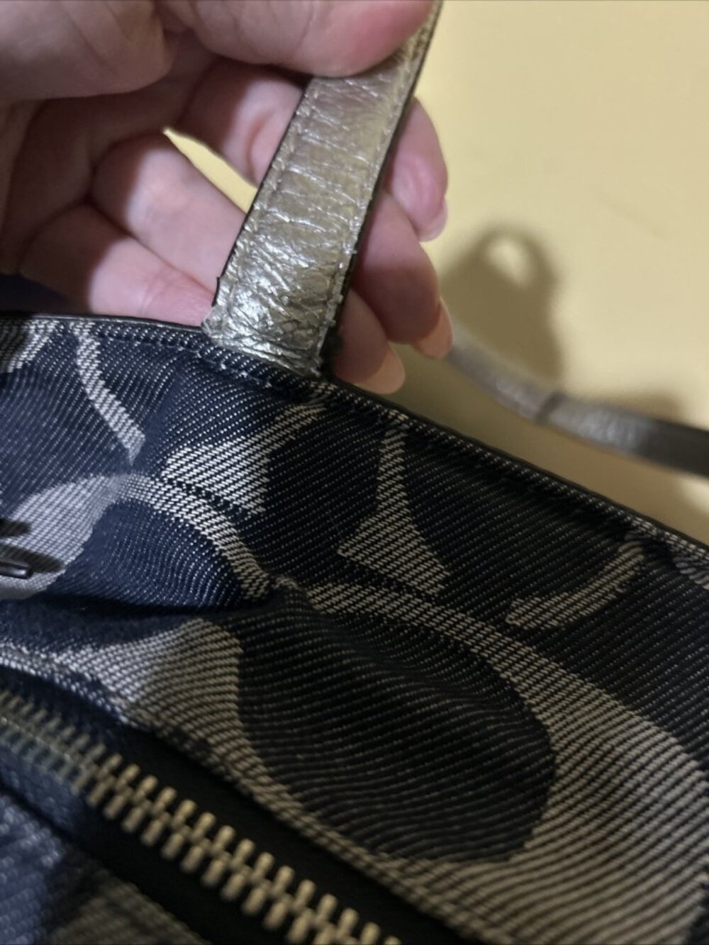 Coach XL Denim Signature Stripe Tote Weekender Diaper Bag F17443 Large Handbag - Picture 7 of 12